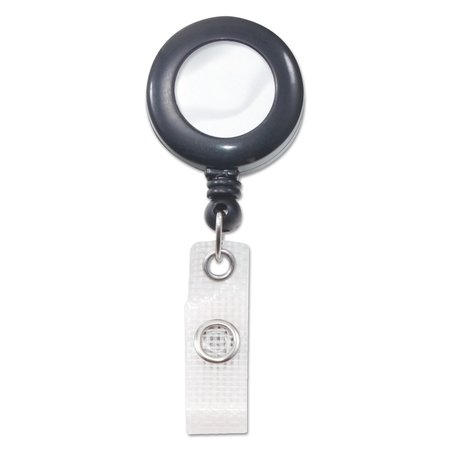 ADVANTUS Deluxe Retractable ID Reel with Badge Holder, 24" Extension, Blk, PK12 75407